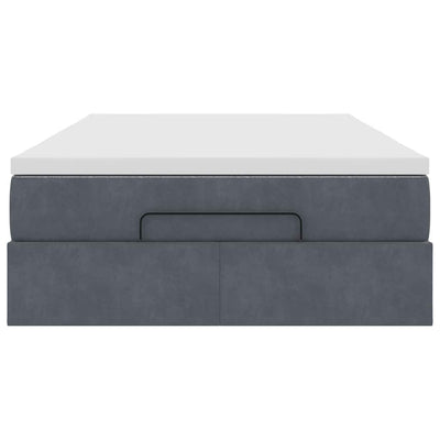 Ottoman Bed with Mattress Dark Grey Super Single Velvet