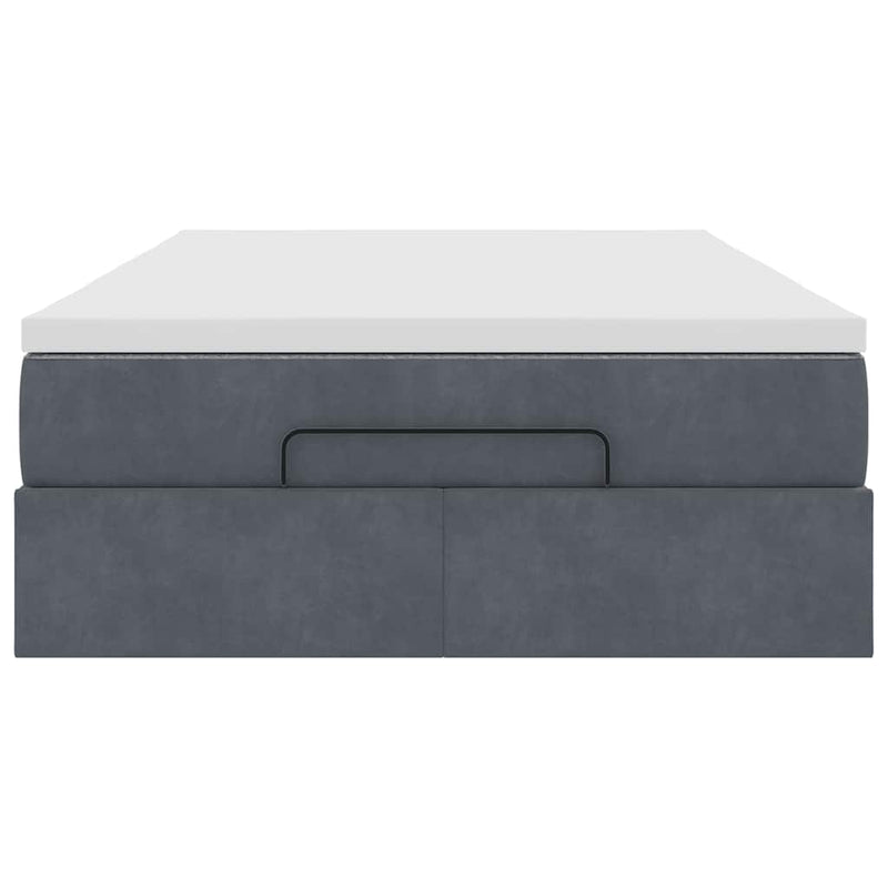 Ottoman Bed with Mattress Dark Grey Super Single Velvet