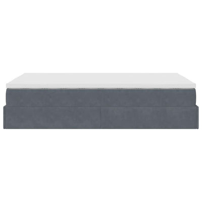 Ottoman Bed with Mattress Dark Grey Super Single Velvet