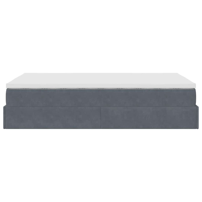 Ottoman Bed with Mattress Dark Grey Super Single Velvet