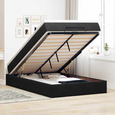 Ottoman Bed with Mattress Black King Single Velvet