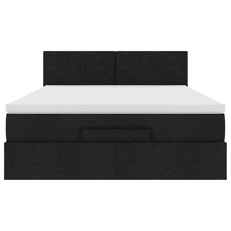 Ottoman Bed with Mattress Black Double Fabric