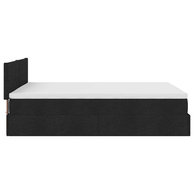 Ottoman Bed with Mattress Black Double Fabric