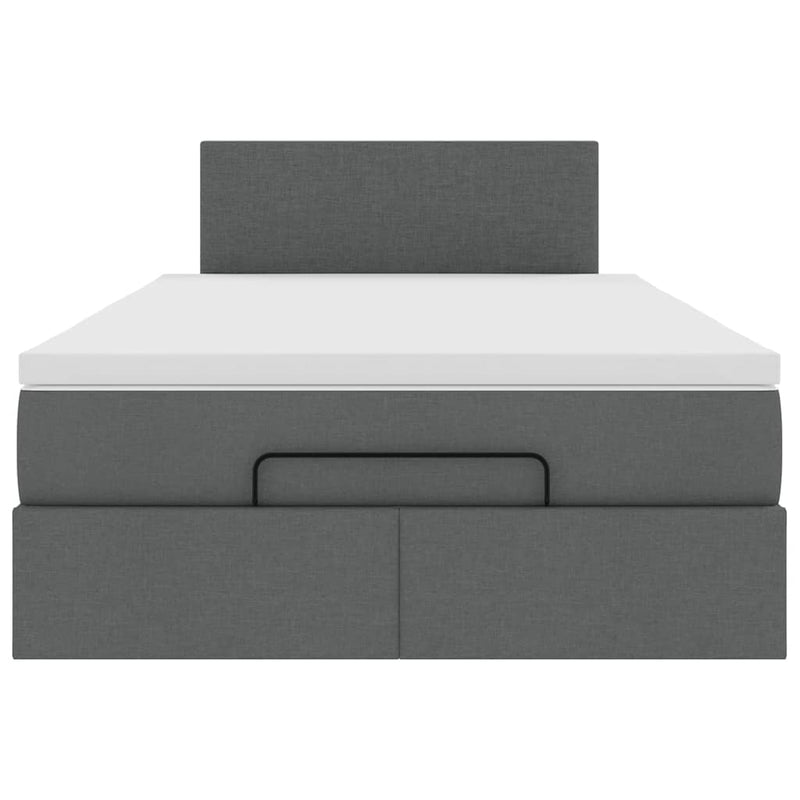 Ottoman Bed with Mattress Dark Grey King Single Fabric