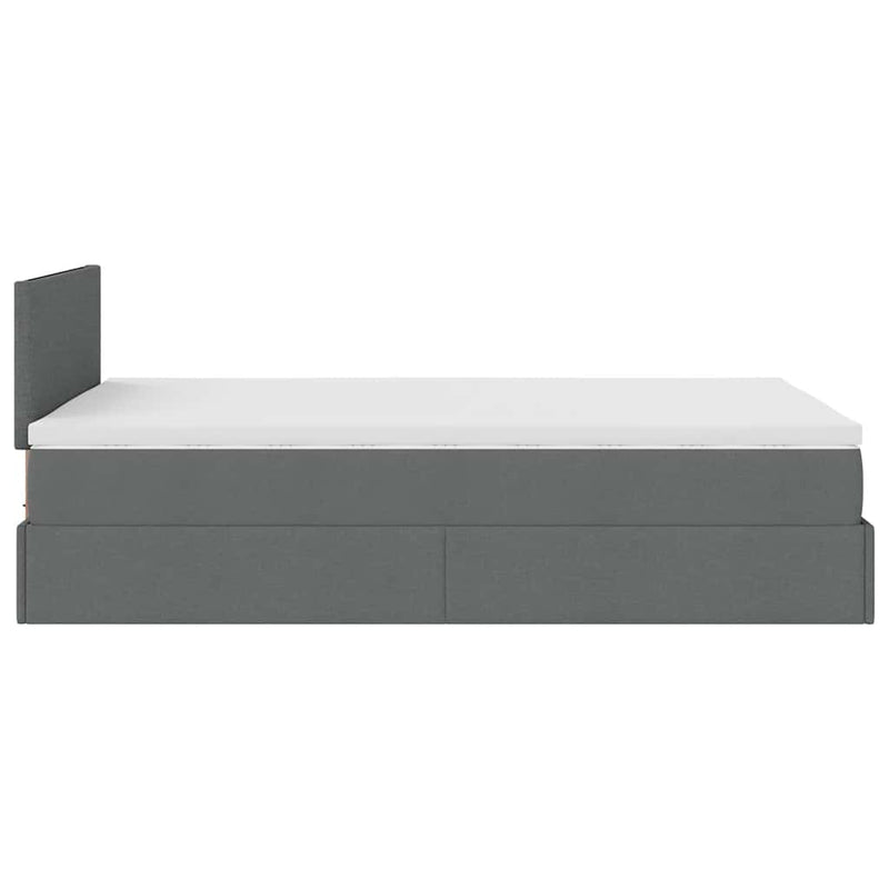 Ottoman Bed with Mattress Dark Grey King Single Fabric