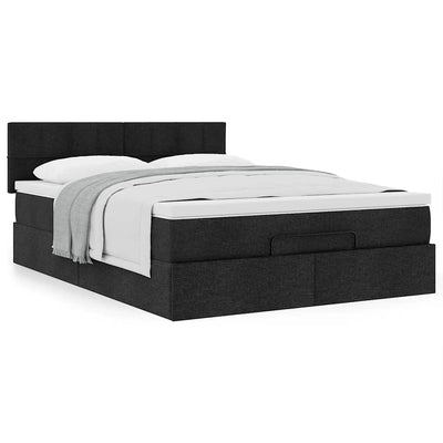 Ottoman Bed with Mattress Black Double Fabric