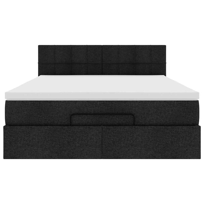 Ottoman Bed with Mattress Black Double Fabric