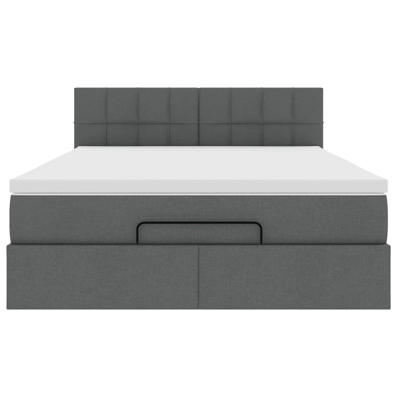 Ottoman Bed with Mattress Dark Grey Queen Fabric