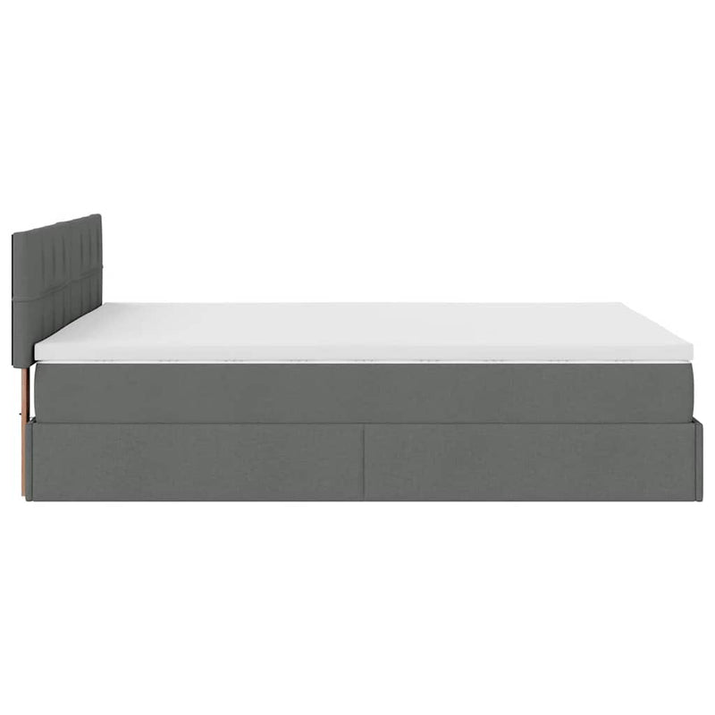 Ottoman Bed with Mattress Dark Grey Queen Fabric