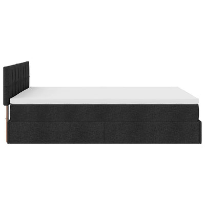 Ottoman Bed with Mattress Black Queen Fabric