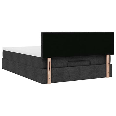 Ottoman Bed with Mattress Black Queen Fabric