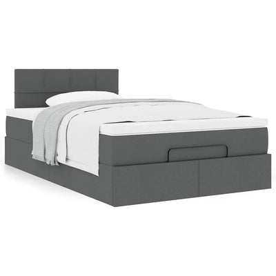 Ottoman Bed with Mattress Dark Grey King Single Fabric