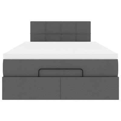 Ottoman Bed with Mattress Dark Grey King Single Fabric