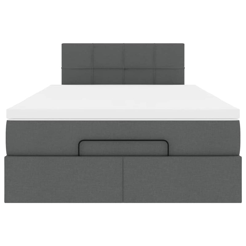 Ottoman Bed with Mattress Dark Grey King Single Fabric