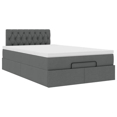 Ottoman Bed with Mattress Dark Grey King Single Fabric