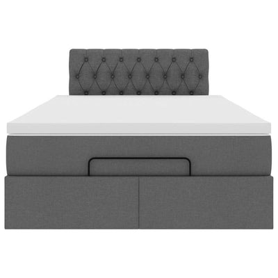 Ottoman Bed with Mattress Dark Grey King Single Fabric