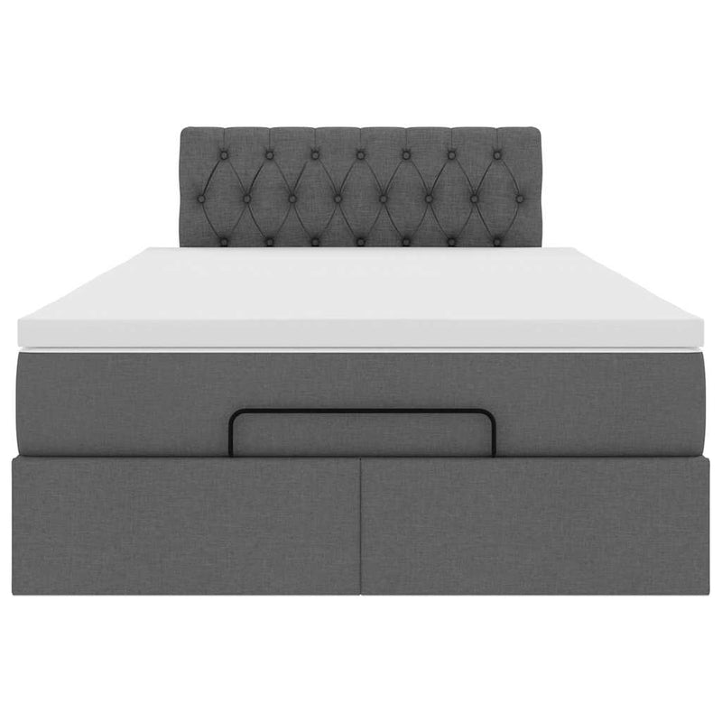 Ottoman Bed with Mattress Dark Grey King Single Fabric