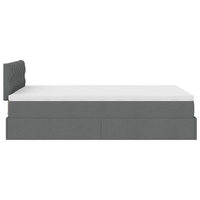 Ottoman Bed with Mattress Dark Grey King Single Fabric