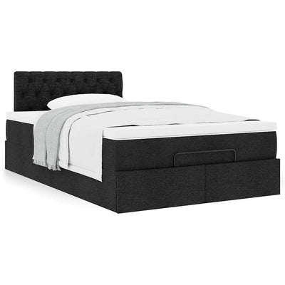 Ottoman Bed with Mattress Black King Single Fabric