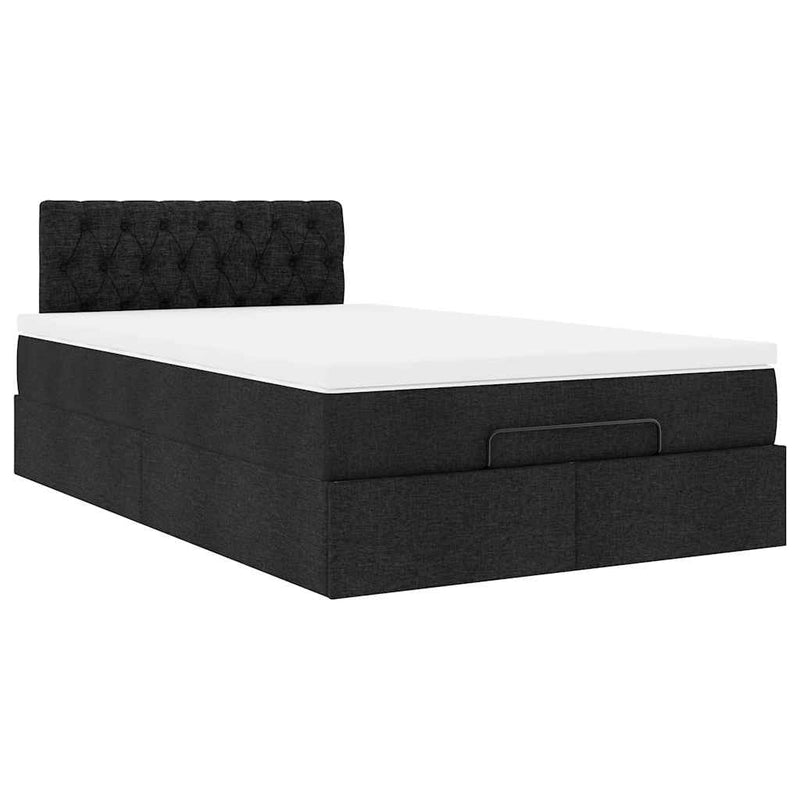 Ottoman Bed with Mattress Black King Single Fabric