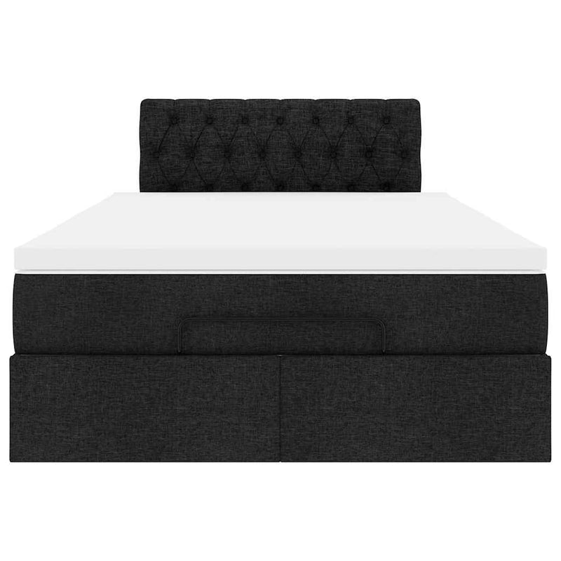 Ottoman Bed with Mattress Black King Single Fabric