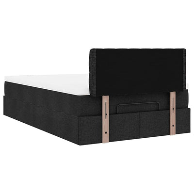 Ottoman Bed with Mattress Black King Single Fabric