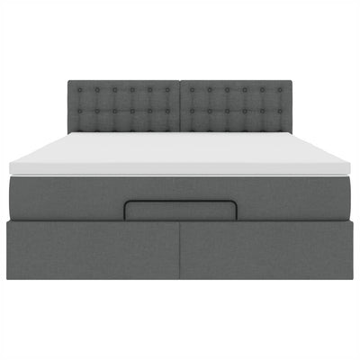 Ottoman Bed with Mattress Dark Grey Queen Fabric