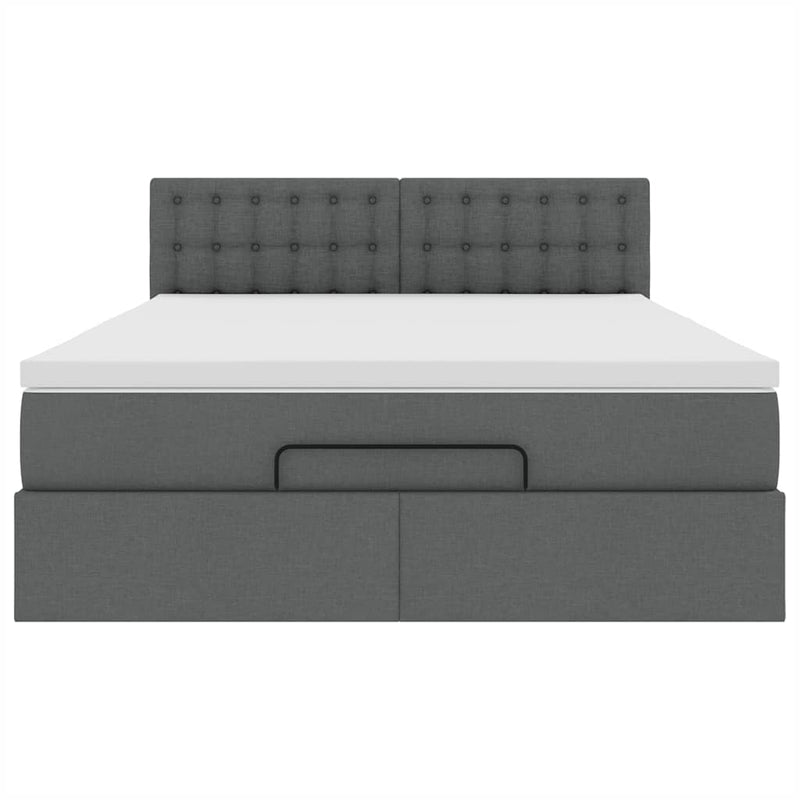 Ottoman Bed with Mattress Dark Grey Queen Fabric