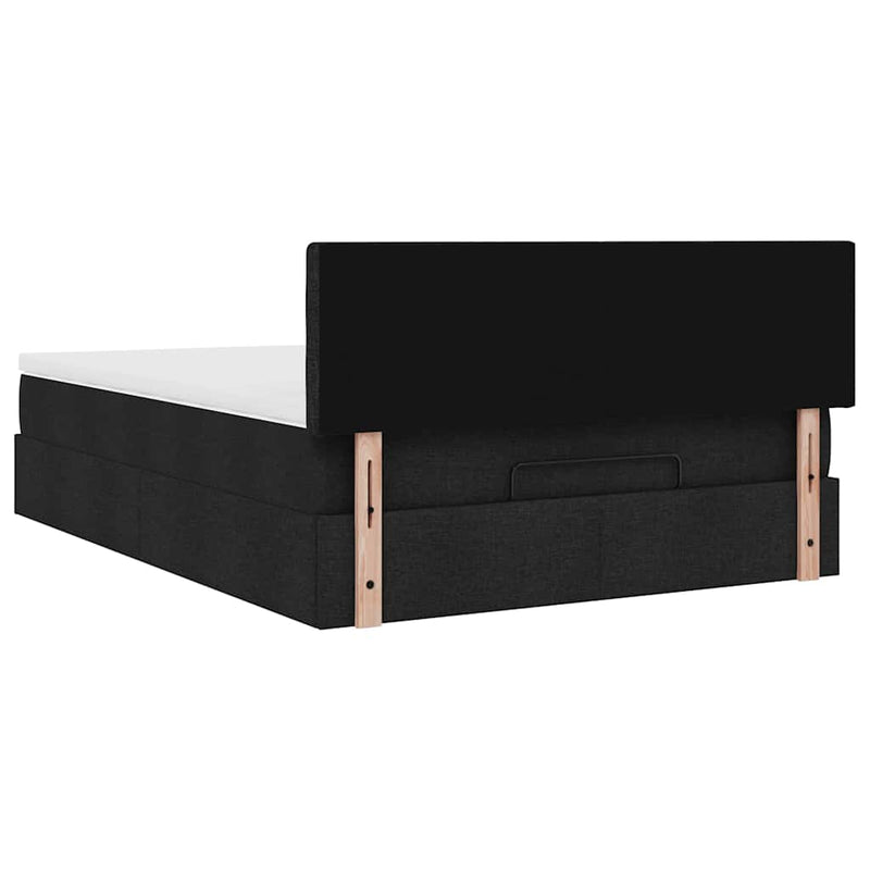 Ottoman Bed with Mattress Black Queen Fabric