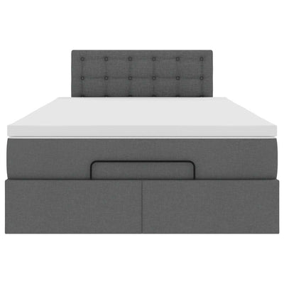 Ottoman Bed with Mattress Dark Grey King Single Fabric