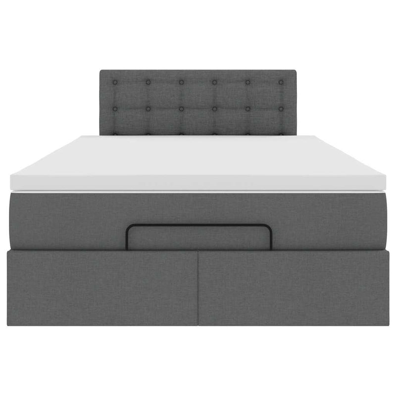 Ottoman Bed with Mattress Dark Grey King Single Fabric