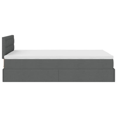 Ottoman Bed with Mattress Dark Grey King Single Fabric