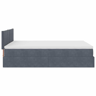 Ottoman Bed with Mattress Dark Grey Double Velvet