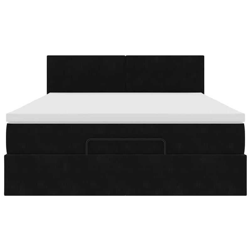 Ottoman Bed with Mattress Black Double Velvet