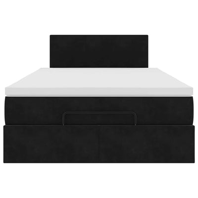 Ottoman Bed with Mattress Black King Single Velvet