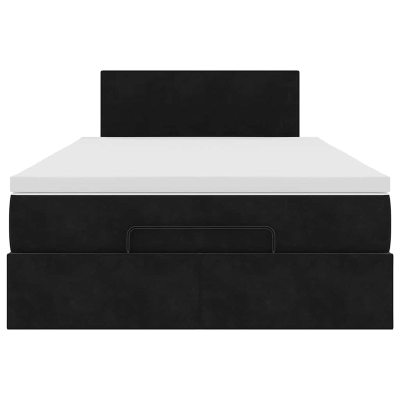 Ottoman Bed with Mattress Black King Single Velvet