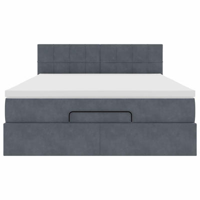 Ottoman Bed with Mattress Dark Grey Double Velvet