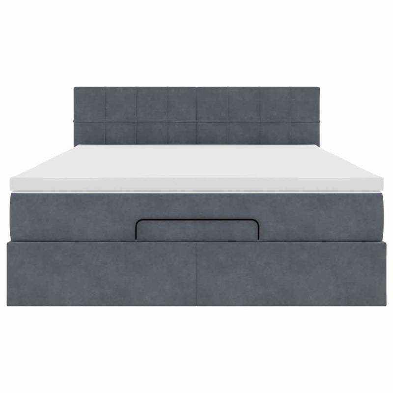 Ottoman Bed with Mattress Dark Grey Double Velvet