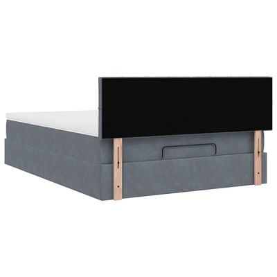 Ottoman Bed with Mattress Dark Grey Queen Velvet