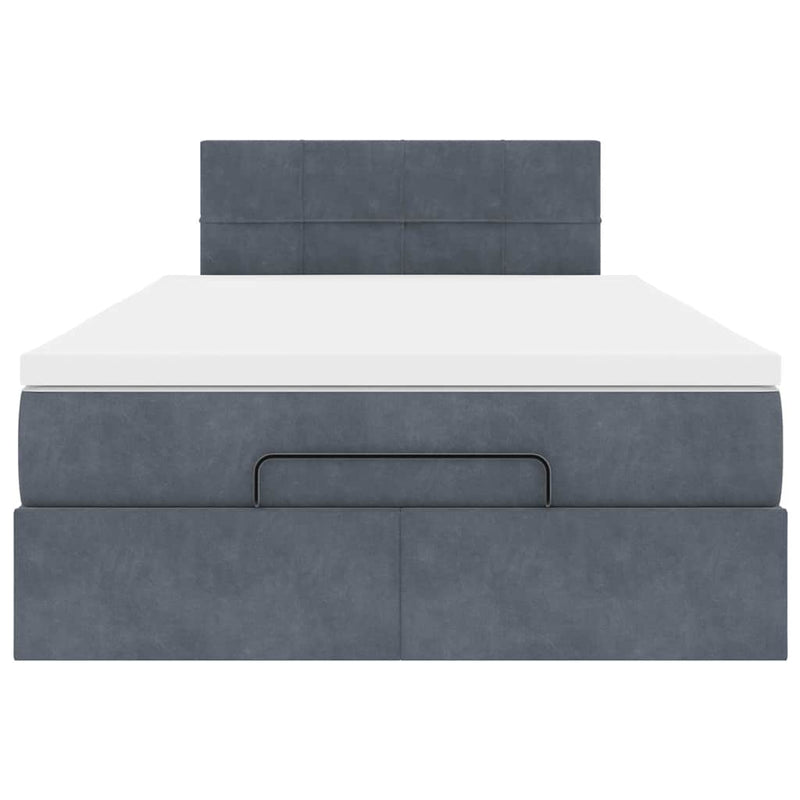 Ottoman Bed with Mattress Dark Grey King Single Velvet