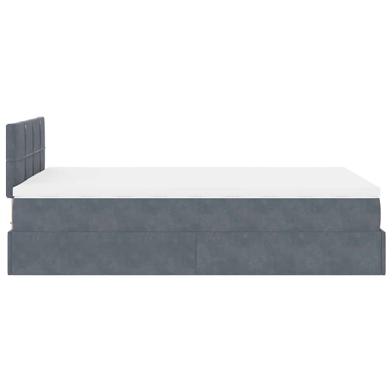 Ottoman Bed with Mattress Dark Grey King Single Velvet