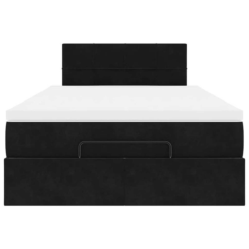 Ottoman Bed with Mattress Black King Single Velvet