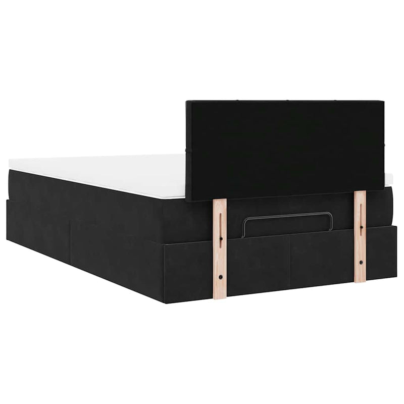 Ottoman Bed with Mattress Black King Single Velvet