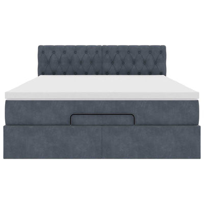 Ottoman Bed with Mattress Dark Grey Double Velvet