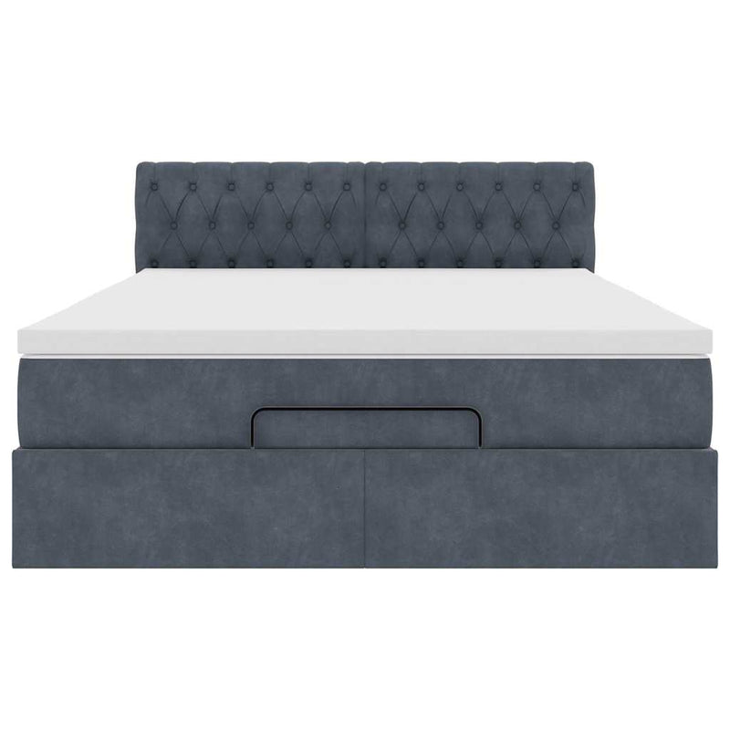 Ottoman Bed with Mattress Dark Grey Double Velvet