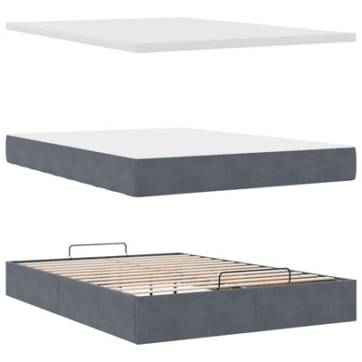 Ottoman Bed with Mattress Dark Grey Double Velvet