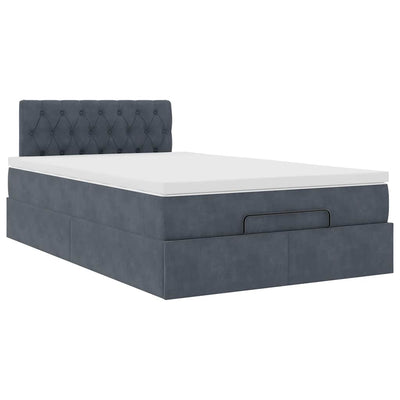 Ottoman Bed with Mattress Dark Grey King Single Velvet