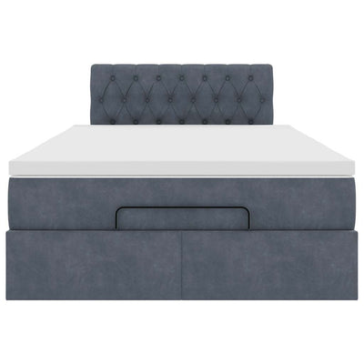 Ottoman Bed with Mattress Dark Grey King Single Velvet