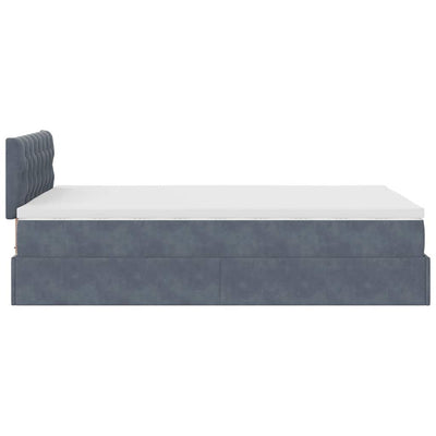 Ottoman Bed with Mattress Dark Grey King Single Velvet