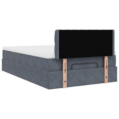 Ottoman Bed with Mattress Dark Grey King Single Velvet